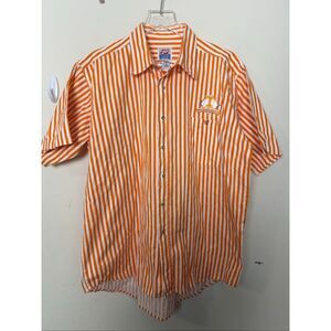 Spike Sports Tennessee Volunteers Orange White Striped Button Up Shirt Mens Larg